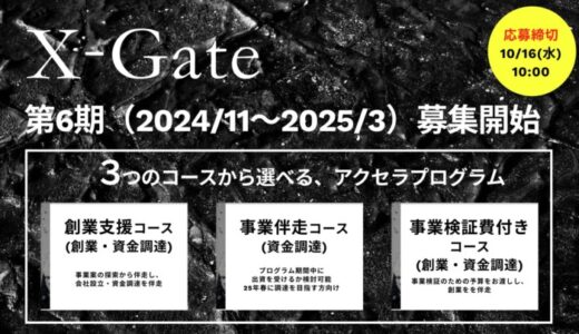 東京駅徒歩1分のオフィスが5ヶ月間無料利用可！XTech Venturesアクセラプログラム『X-Gate』第6期の募集開始