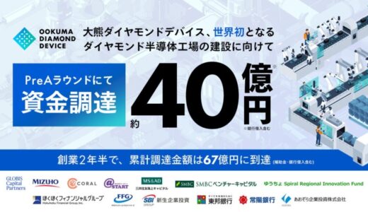 大熊ダイヤモンドデバイス、ダイヤモンド半導体工場建設に向け、PreAラウンドで約40億円を調達