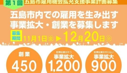 令和７年度第１回五島市雇用機会拡充支援事業計画募集‼