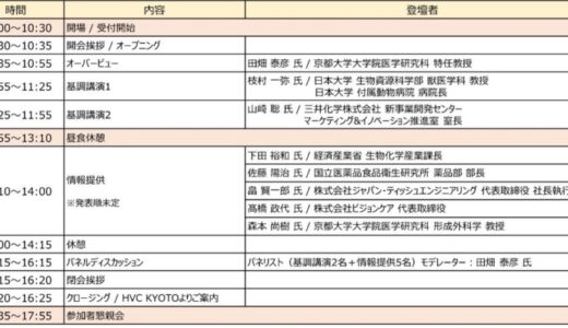 【HVC KYOTO 2024 ポストイベント】再生医療をテーマとしたシンポジウム 12月3日開催