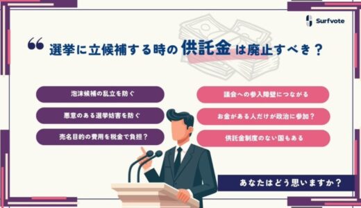 【選挙に立候補するときの供託金は廃止すべきではないのか？】Surfvoteで意見を募集中