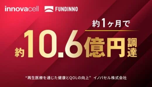 イノバセル株式会社、FUNDINNO PLUS＋で約1ヶ月で約10.6億円を資金調達