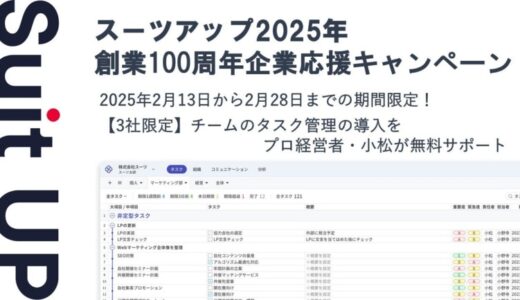 経営支援クラウド「Suit UP」（スーツアップ）、創業100周年企業応援キャンペーン