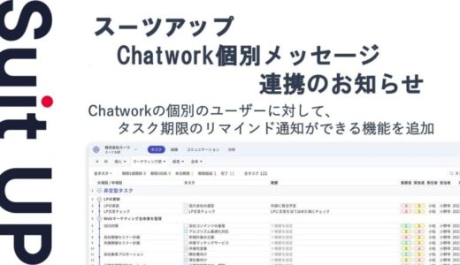チームのタスク管理・プロジェクト管理ツール「スーツアップ」、ビジネス・チャットツール「Chatwork」（チャットワーク）ダイレクトチャット連携のお知らせ