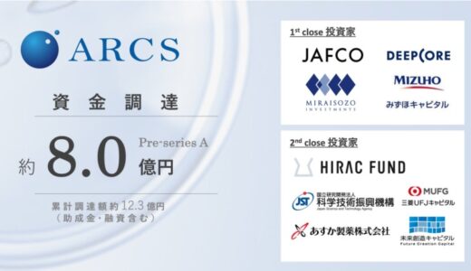 アークス、プレシリーズAラウンド（1st & 2nd）で合計 約8億円の資金調達をクローズ