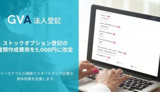 GVA 法人登記にて、ストックオプション登記の書類作成費用を5,000円に改定。リーズナブルな価格でスタートアップ企業の資本政策を支援します