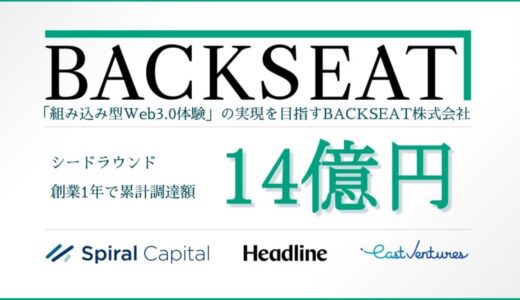 「組み込み型Web3.0体験」の実現を目指すBACKSEAT、創業1年で累計14億円の資金調達を完了