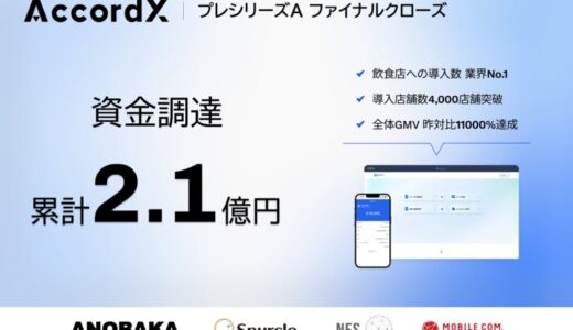 AccordX、プレシリーズAラウンドの資金調達を実施し累計2.1億円を調達