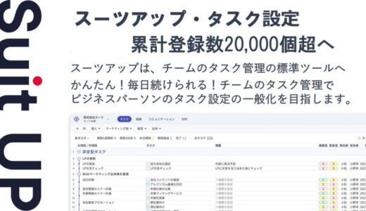 チームのタスク管理・プロジェクト管理ツール「スーツアップ」、タスク設定数20,000件突破のお知らせ